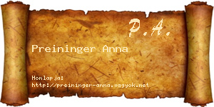 Preininger Anna névjegykártya